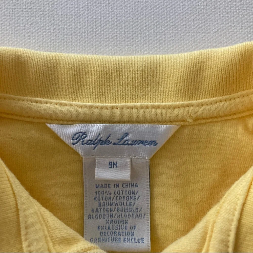 Ralph Lauren Baby Girl 9 Months Yellow Romper Floral Ruffle Easter Spring Summer
